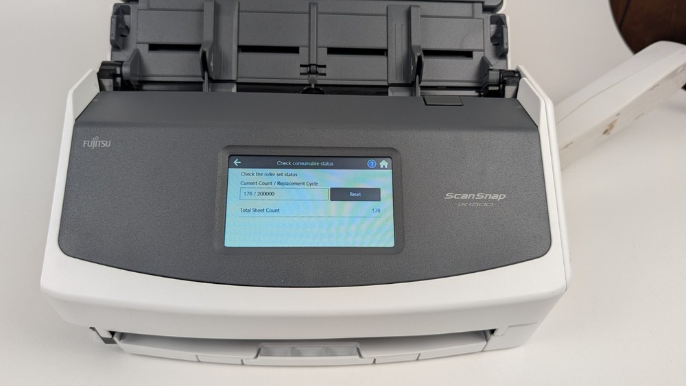 Fujitsu ScanSnap iX1500 White Scanner LOW 178 Count FUNCTIONS Missing Side Cover