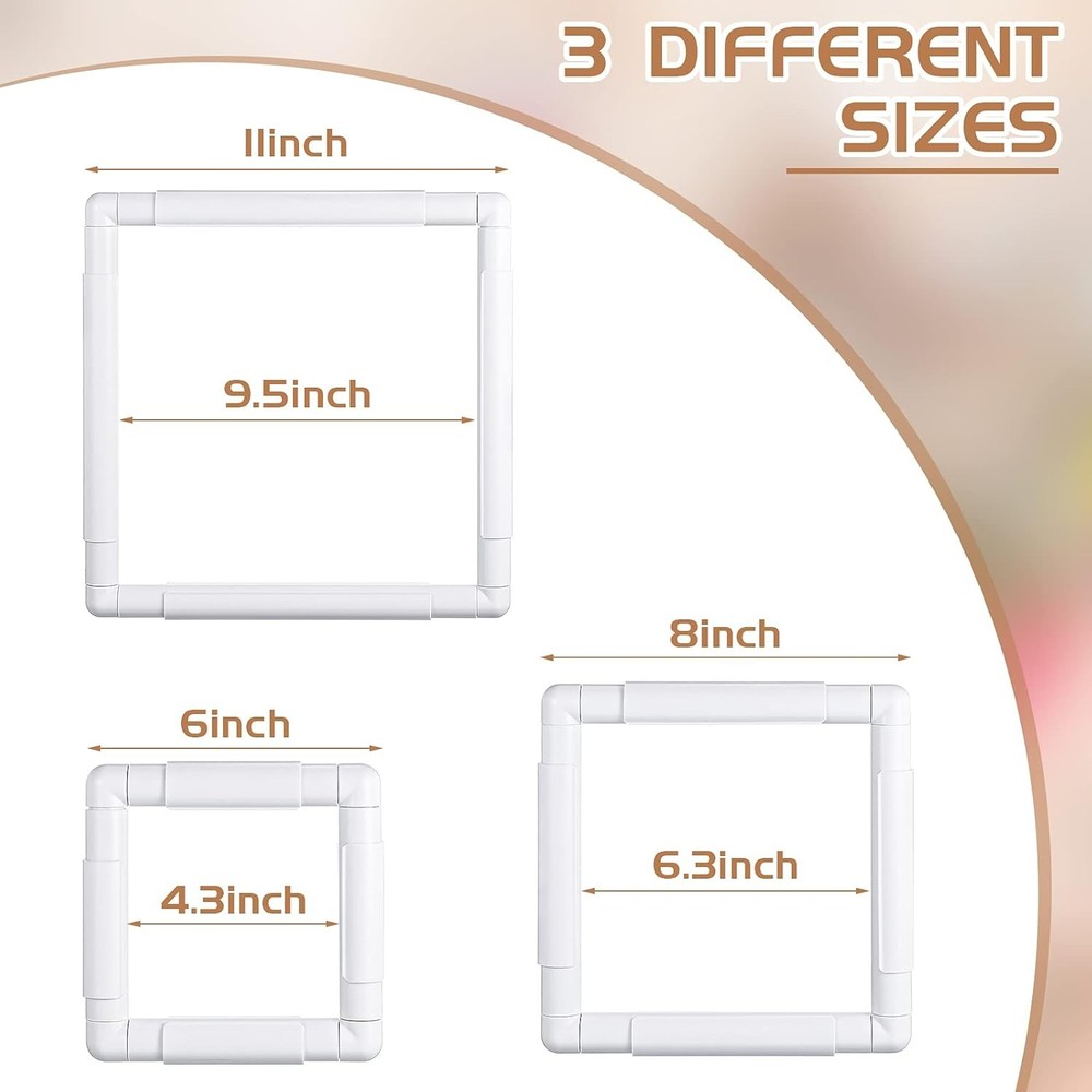 Janinka Embroidery Hoop 3 Pcs Cross Stitch Hoops and Frames White Rectangular Cr