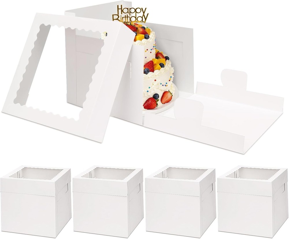 Cake Boxes 8 Inch, Bakery Containers with Lar Window, 8 Inch