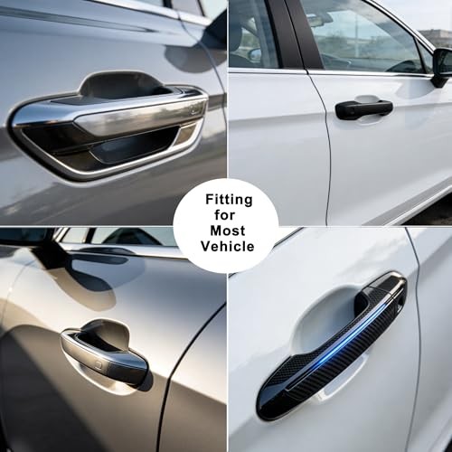 12Pcs Car Door Handle Scratch Protector，Universal Bling Car Blue