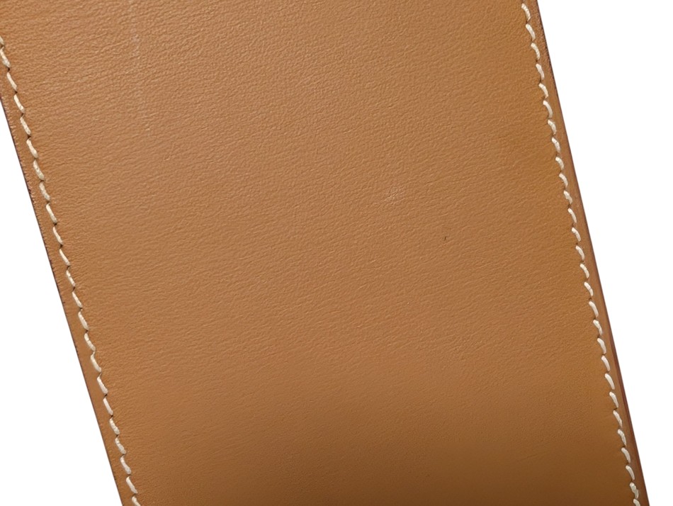 Authentic Hermes Notepad Leather Box Calf Bi-fold with Refill Light Brown