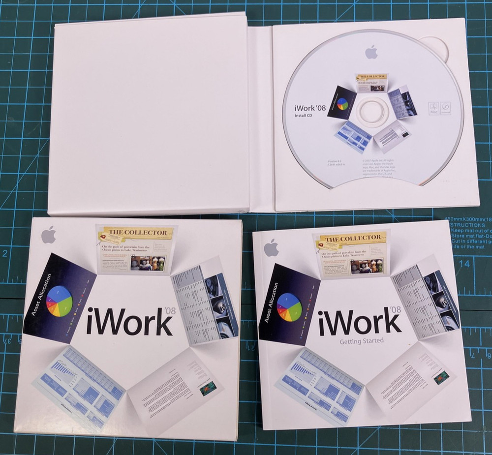 Apple iWork 08 Software Suite CD Boxed Complete Mac Pages Numbers Keynote USA