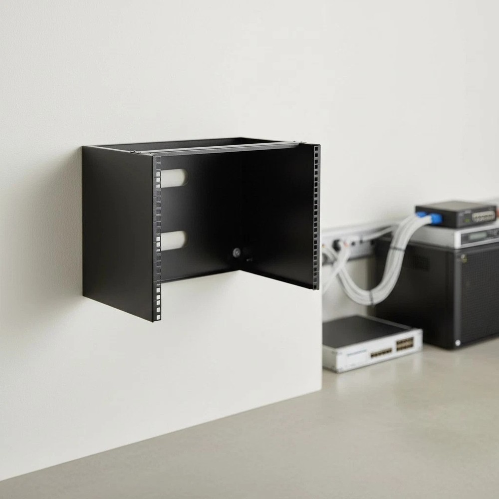 Robust Wall Mounted Patch Panel for Networking, 8U Design, Steel Construction
