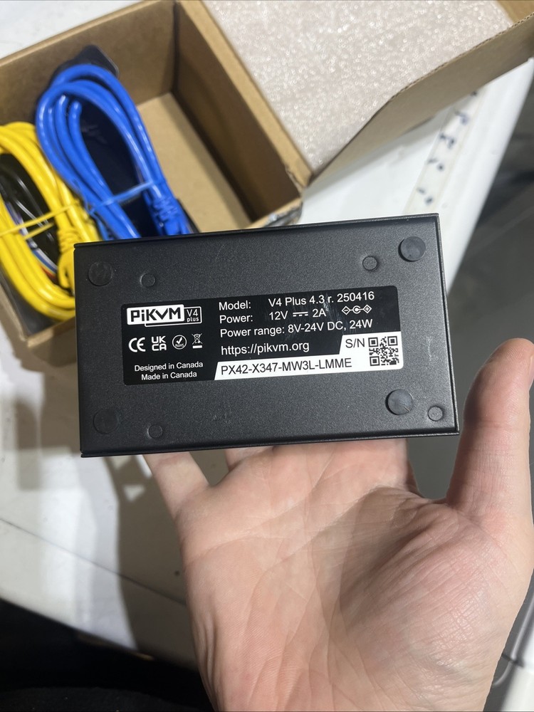 PiKVM V4 Plus KVM Switch Box Black Multiple Connector Types USB RJ45 DC Power