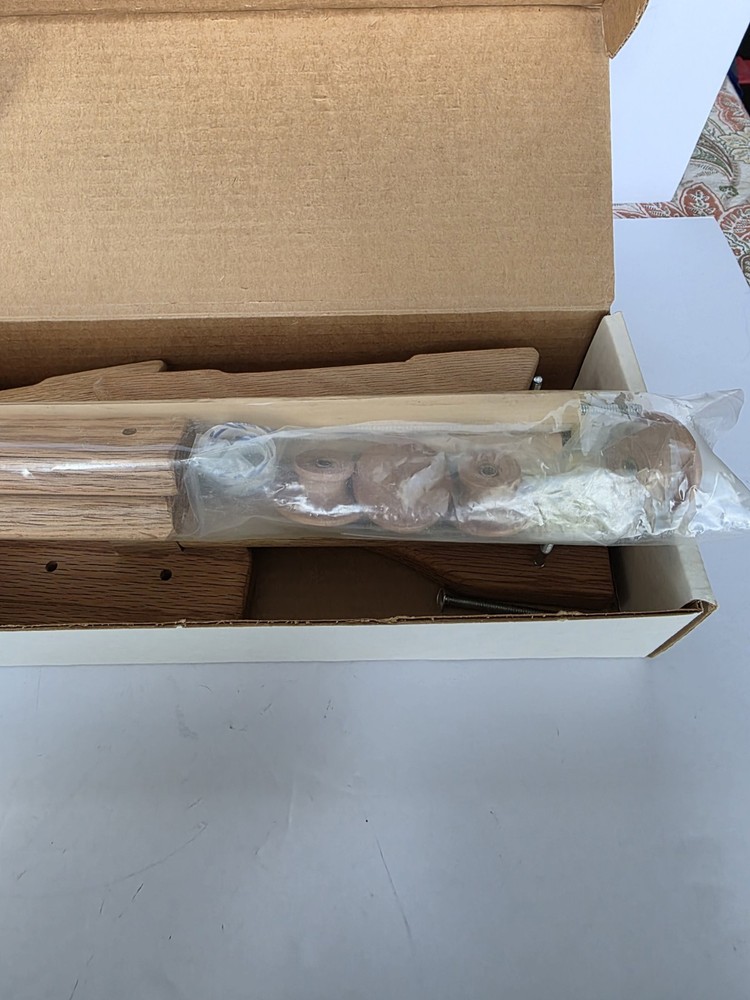 Needlework Craft Oak Lap Frame Stand Scroll Rods Extend NOS Tomorrow's Treasures