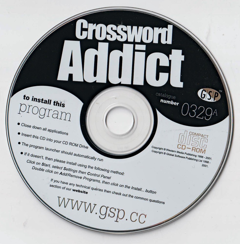 Crossword Addict Program CD 480 Cross Windows 95/98/Me/2000/XP