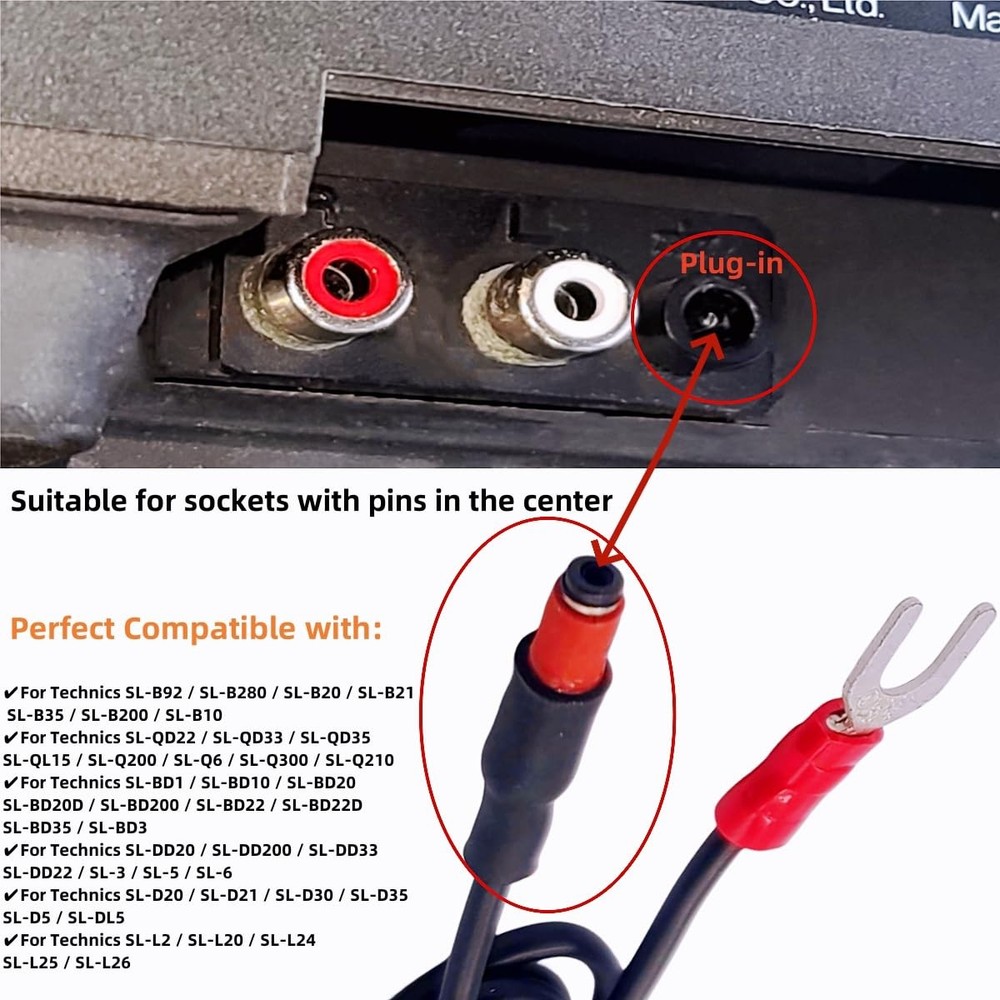 Sam&Johnny Phonograph Turntable Ground Wire for Technics Magnetic Black
