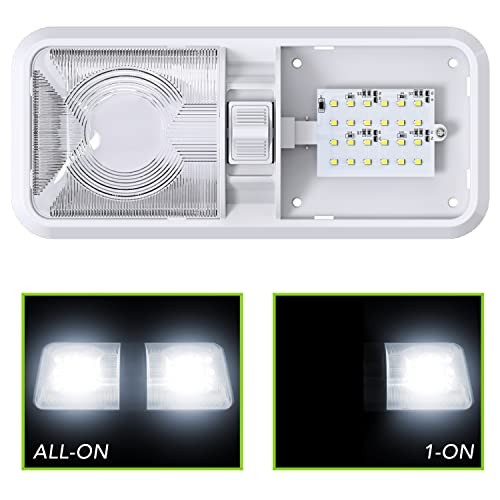 5 Pack RV LED Ceiling Double Dome Light Fixture with ON/Off Switch Interior