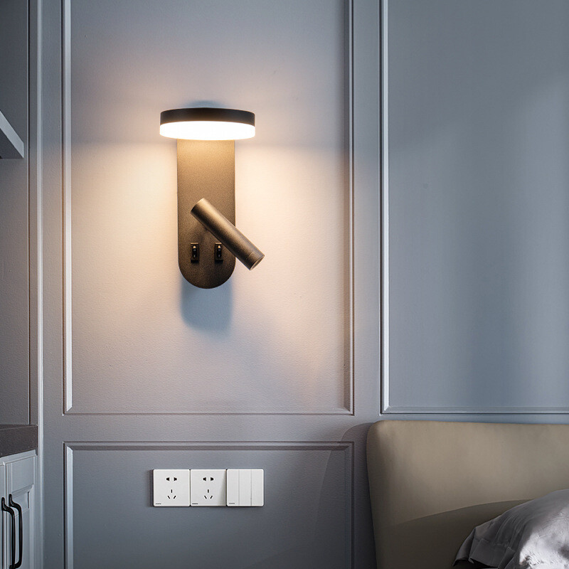 LED Wall Mounted Light Fixture Adjustable Spotlight Bedside Reading Lamp Switch
