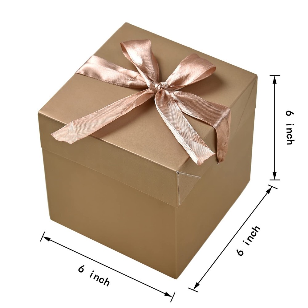 12 Pcs Squared Boxes with Lids & RibbonsGold Box for BirthdaysGift Boxes for ...