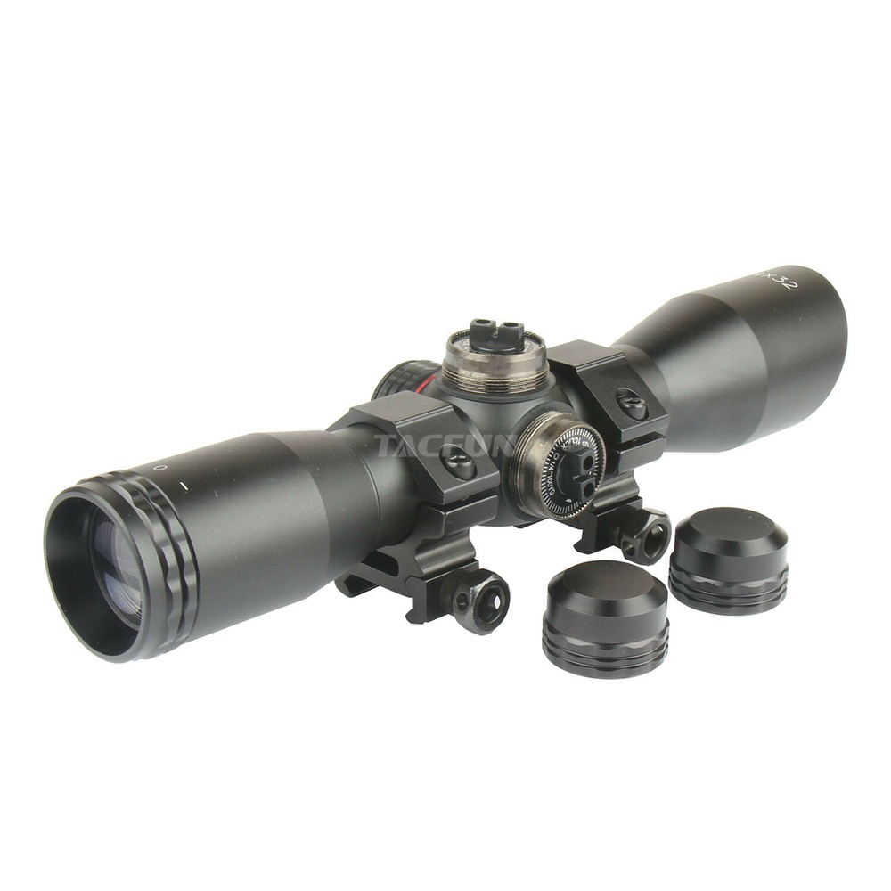 4X32 Crossbow Compact Multi Range Reticle Scope Red Green /W Rings