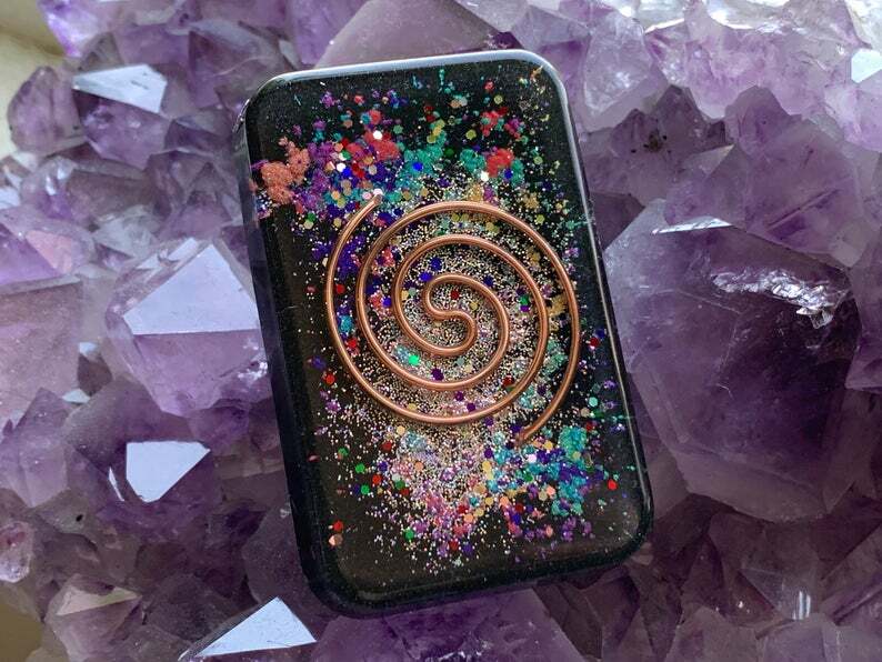 Orgonite® Cell Block - RAINBOW GALAXY Cell Phone EMF Shield - Orgone Generator®