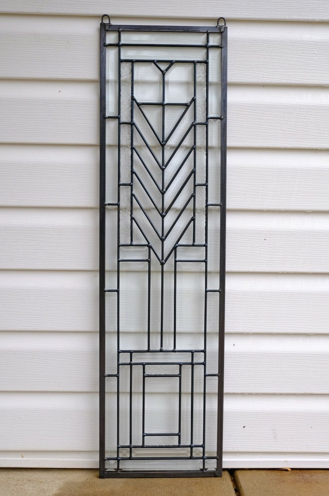 10" x 36" Handcrafted stained glass panel Clear Beveled window panel