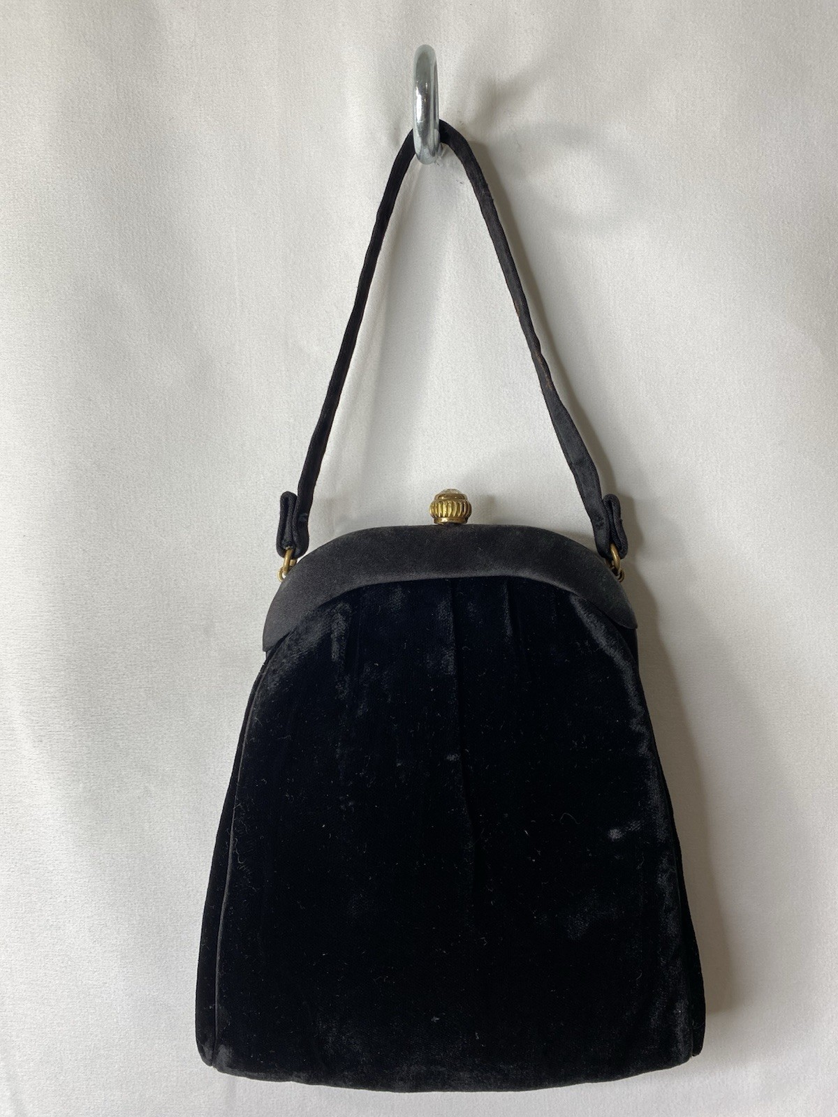 Vintage Morris Moskowitz Black Velvet Evening Bag Gala Sophisticated Event Glam