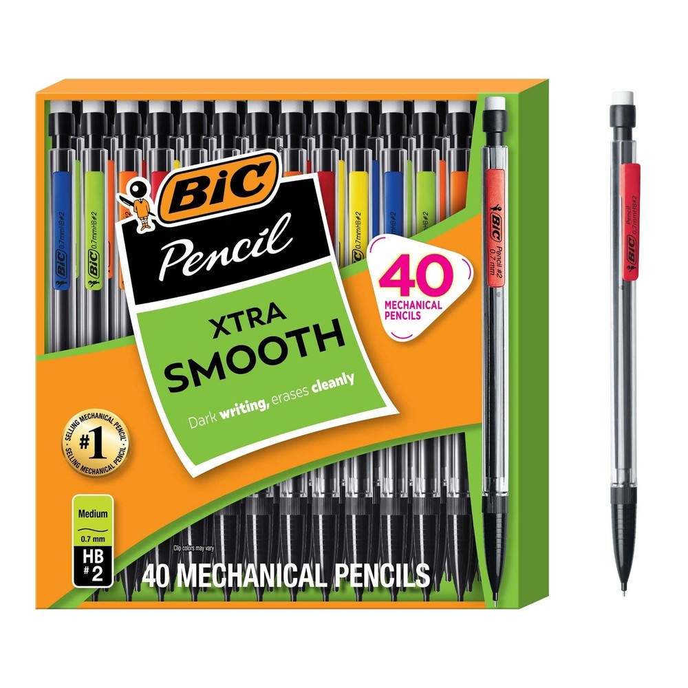 Smooth Mechanical Pencils 0.7mm Medium Point, Refillable & Retractable, 40-Pack