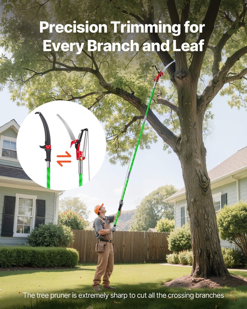 Manual Pole Saw, 3.87-27 ft Extendable Pole Tree Pruner with Scissors, Sharp 65M