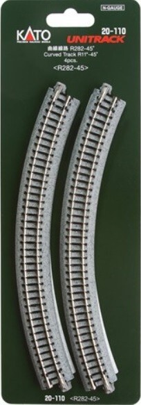 Kato 20-110 N Unitrack 11" Radius Curve Track 4pcs