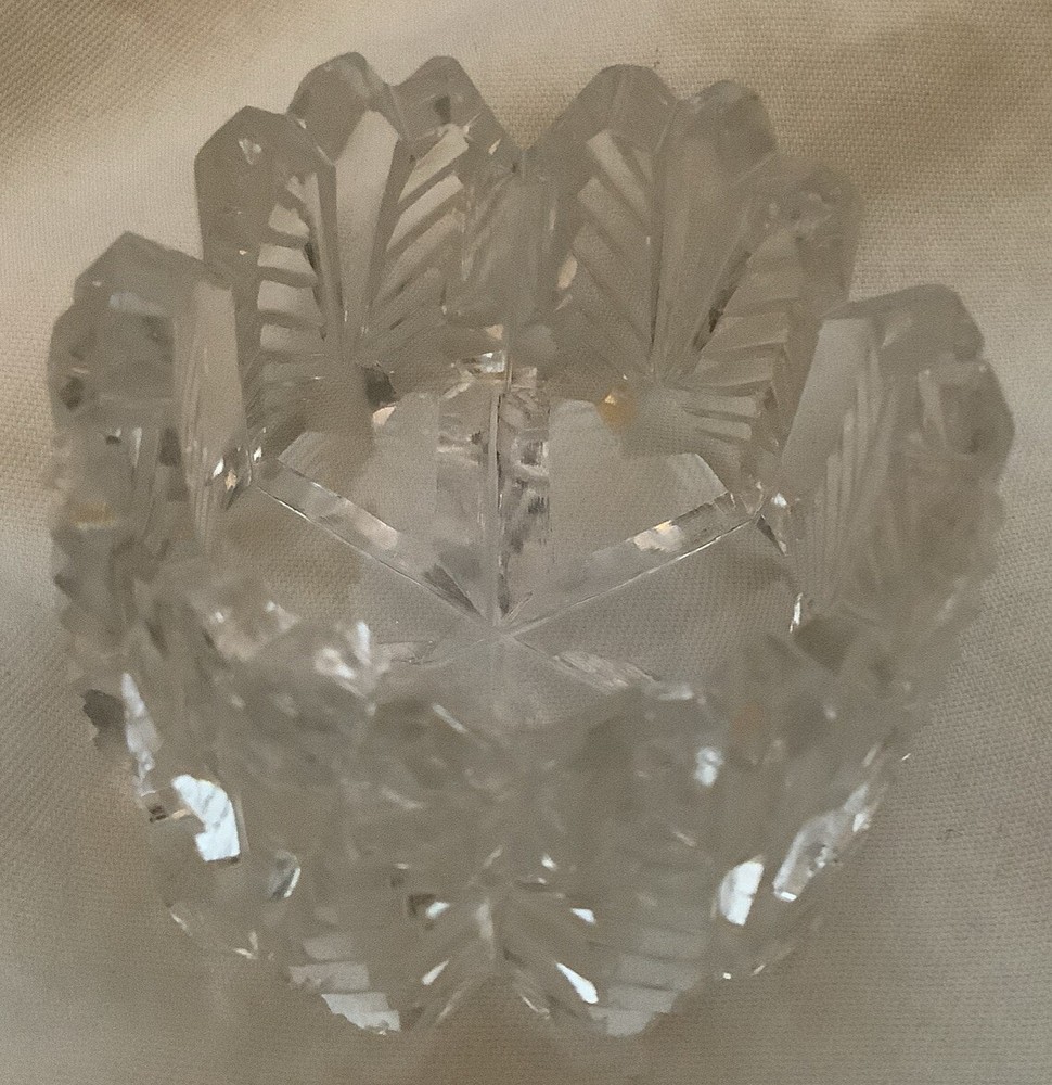Round Clear Cut Crystal Open Salt Cellar w/Ribbed Pattern - 1 5/8" diameter