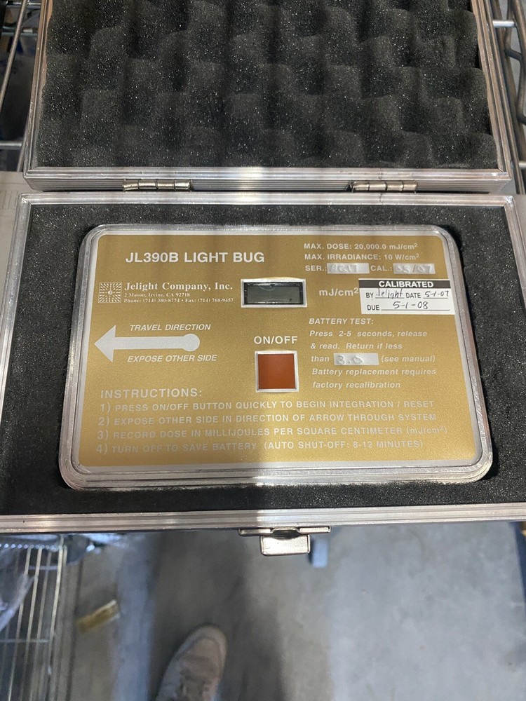 Jelight JL390B Light Bug, Light Intensity Meter, mJ/cm² dose meter w/ Case