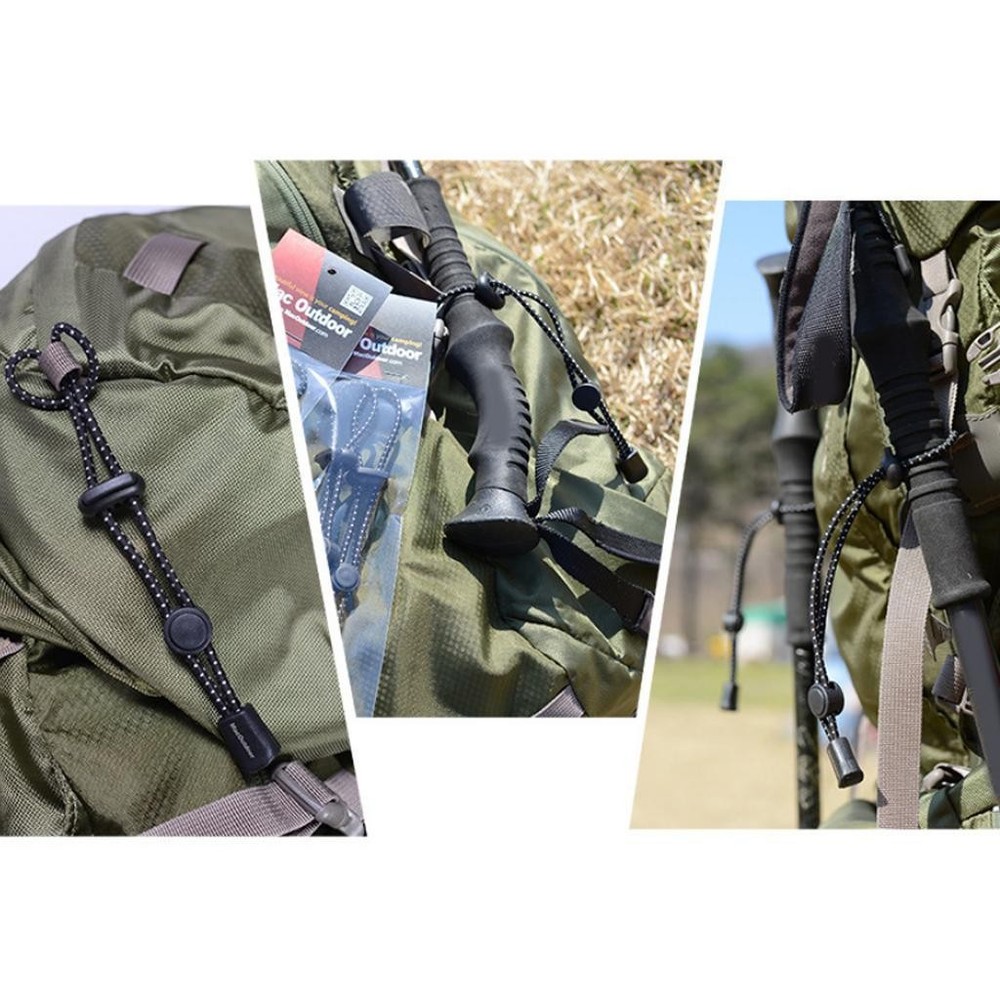 2pcs Backpack Hiking Stick Walking Pole Holder Fixing Elastic Nero4# Taglia