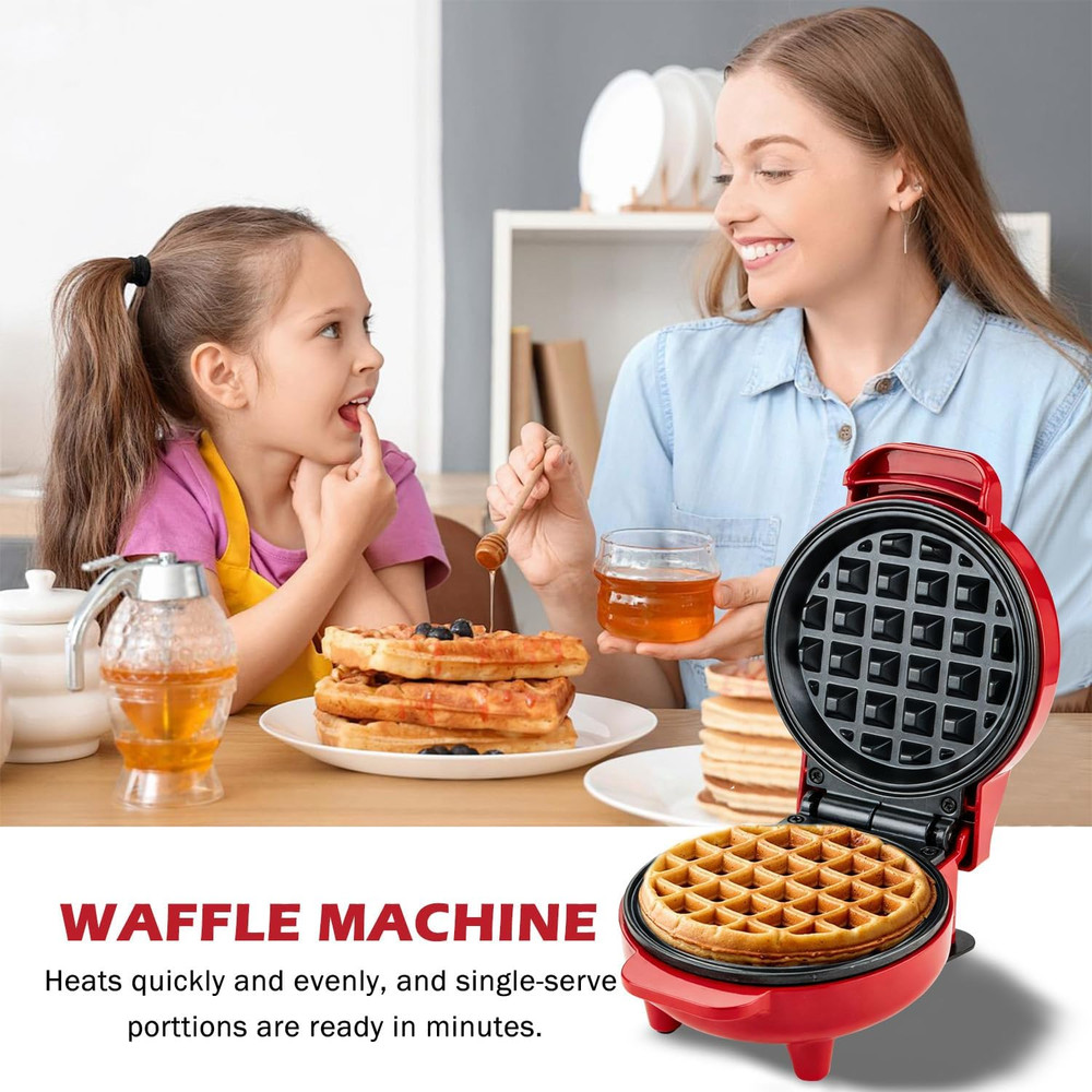 Compact 4-Inch Nonstick Mini Waffle Maker for Breakfast and Chaffles