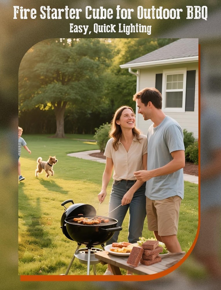 E500 Natural Fire Starter Cubes 32 Pack Pine Firestarters BBQ Fireplace Campfire