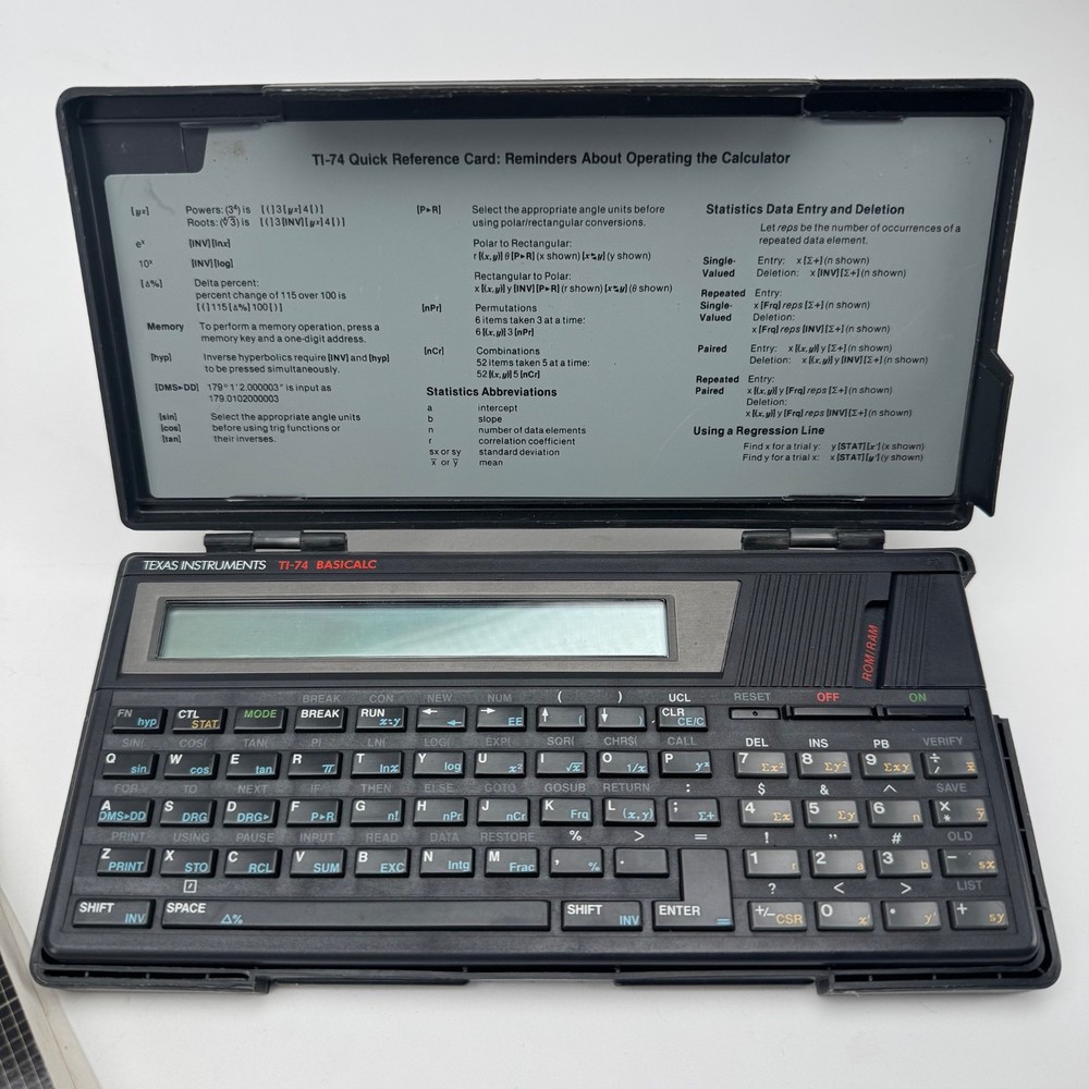 Texas Instruments TI-74 BASICALC Programmable Calculator + Learn BASIC Guidebook