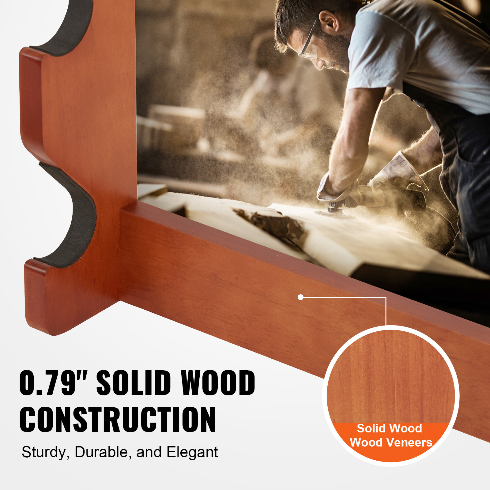 VEVOE Gun Rack 5-Slot Wood Gun Rack Wall Mount Gun Display Rack holds 5 Rifles