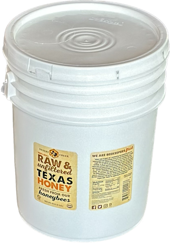 5 Gallon (60lb) Raw, Unfiltered Texas Honey from Desert Creek. Gluten Free