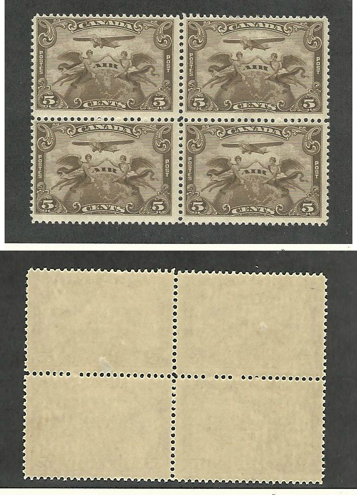 Canada, Postage Stamp, #C1 Block Mint NH, 1928 Airplane
