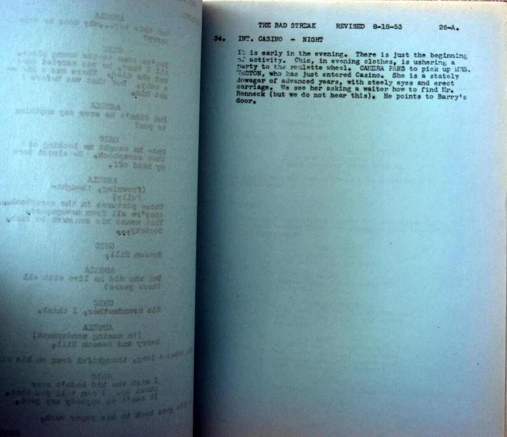 Four Star Playhouse "The Bad Streak" Original Screenplay Script