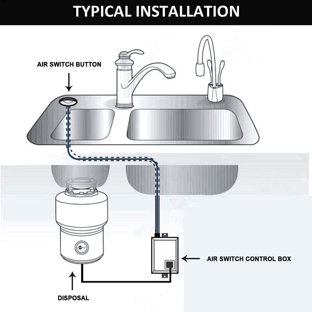 Kitchen Garbage Disposal Sink Top Air Switch Kit Brushed Single Outlet US Plug