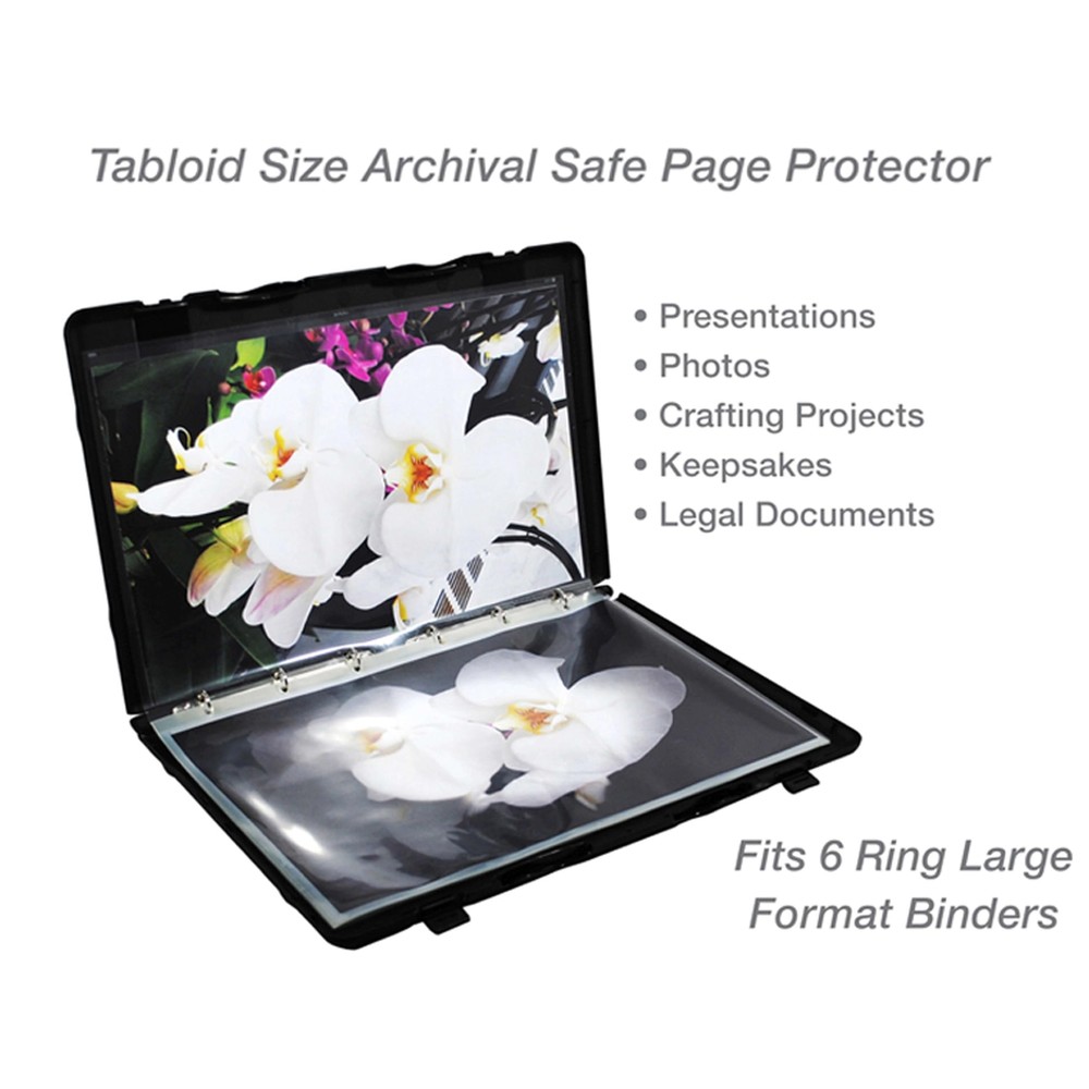 Tabloid Page Protectors 6 Hole Punched Large Format Clear - Side Loading - Ho...