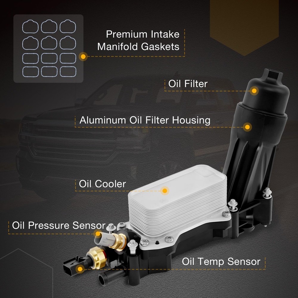 Engine Oil Cooler Filter Housing Adapter 2014-2017, Plastic