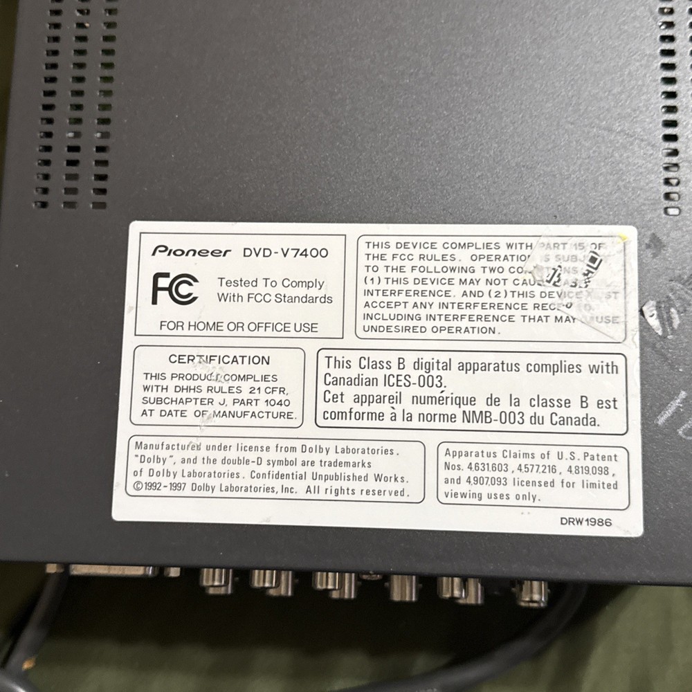 Pioneer DVD/CD Player DVD-V7400