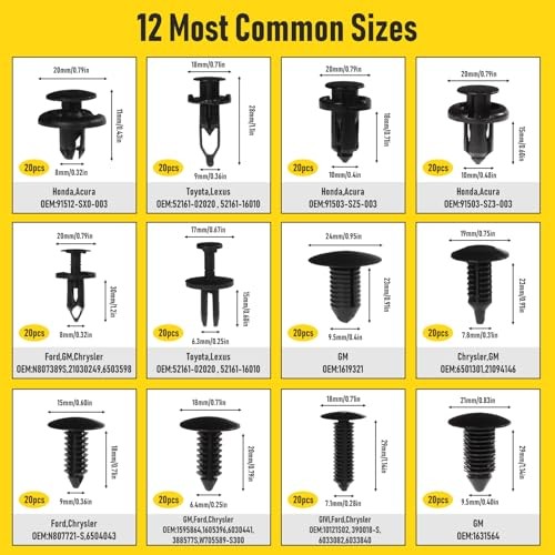 Car Bumper Retainer Clips Kit - Auto Plastic Rivets & Push Fasteners 240PCS