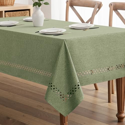 Rectangle Linen Polyester Tablecloth with 104" x 60" (Rectangular) Sage Green