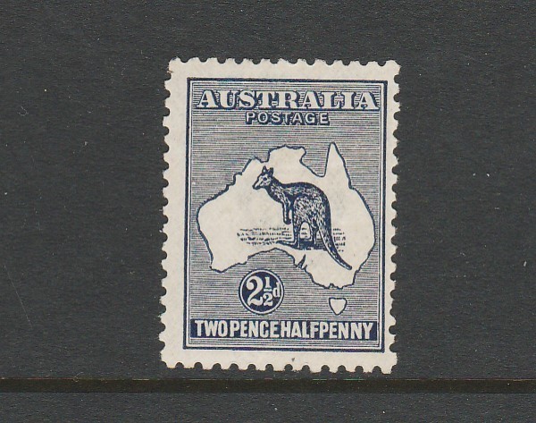 1918 THIRD WATERMARK 2½d INDIGO KANGAROO ERROR "OFFSET" BW 11C $450.00 RARE!