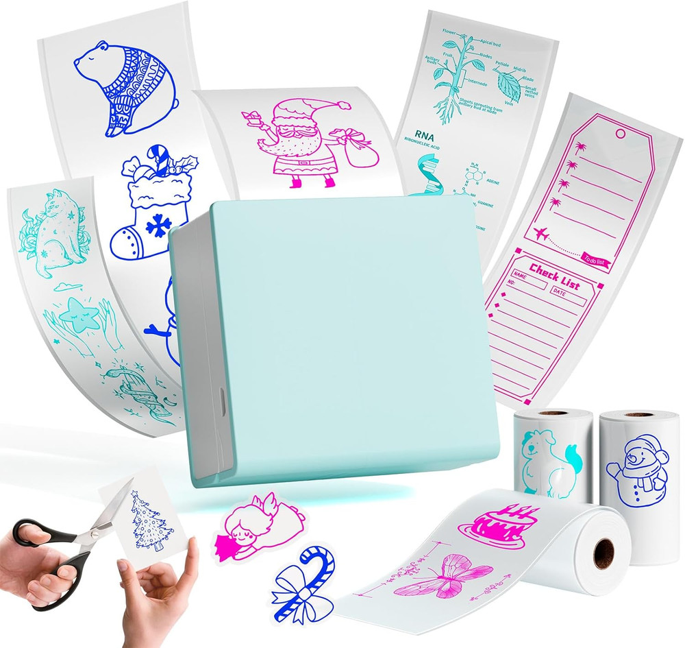 Memoking Print Pods Mini Printer - M02 Portable Gift Sticker Printer, Bluetooth