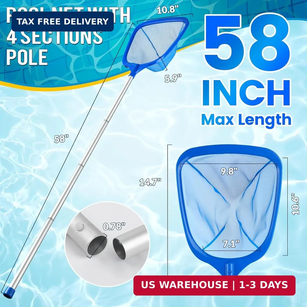 Tavaleu Pool Skimmer Net,Deep Pool Leaf Net with Reinforced Frame, Large Capacit