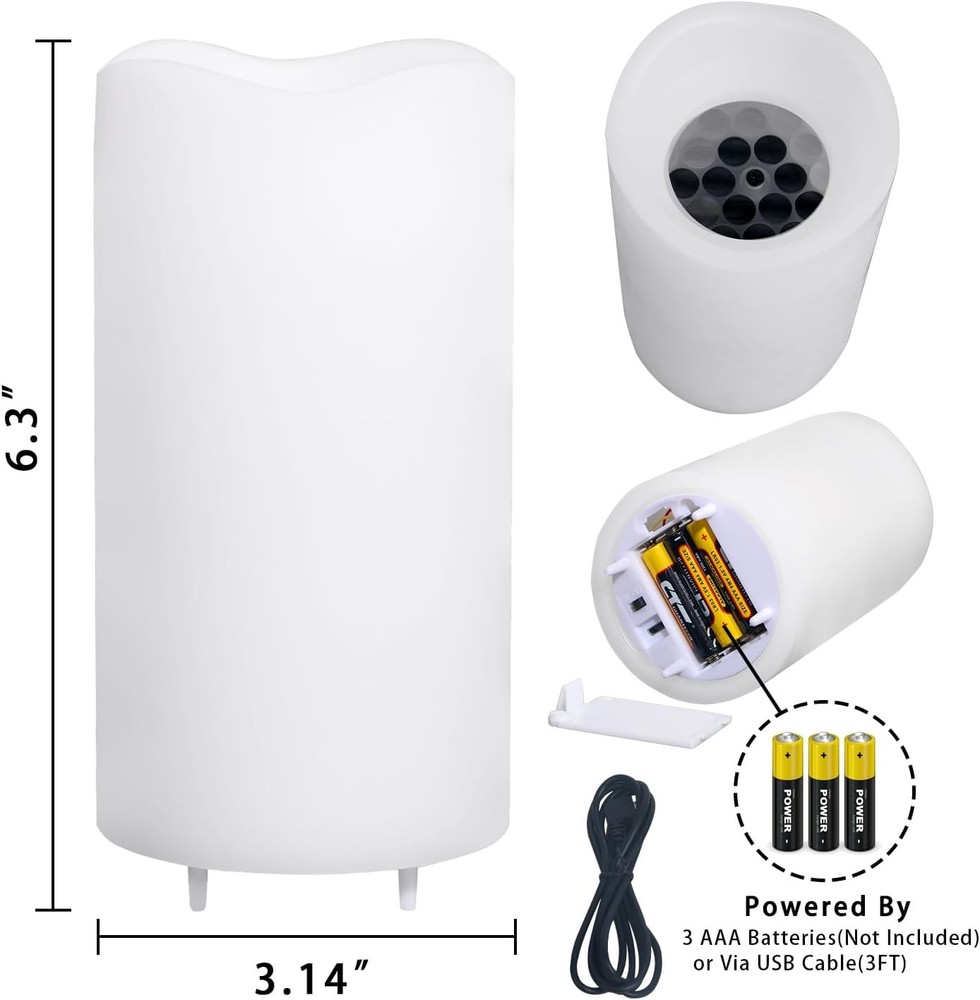 Flameless Candles with Snowflake Projector Lights Remote and Timer