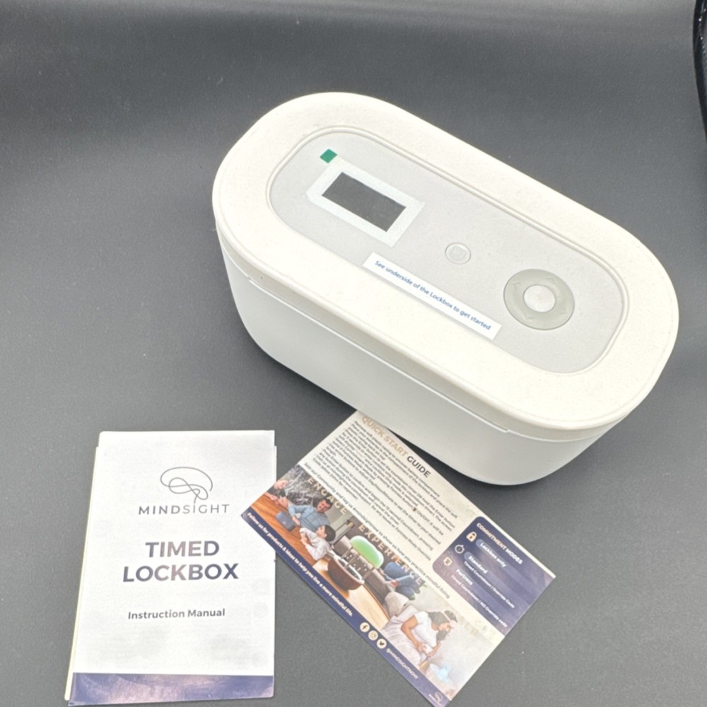 Mindsight Timed Lockbox White with Digital Timer for Indoor Item Storage