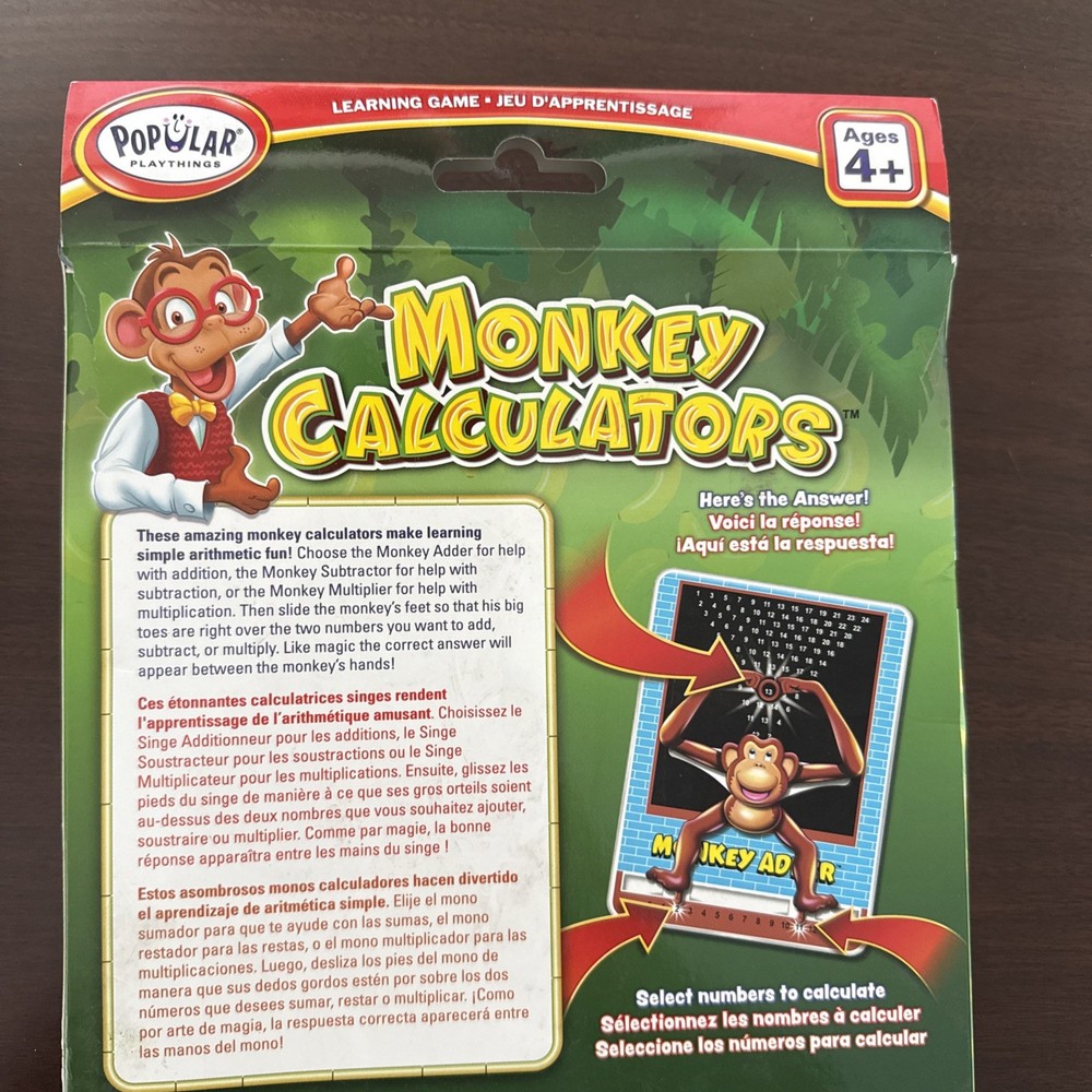 Popular Playthings Monkey Calculator Subtractor Chart Toy Educational Math Gift