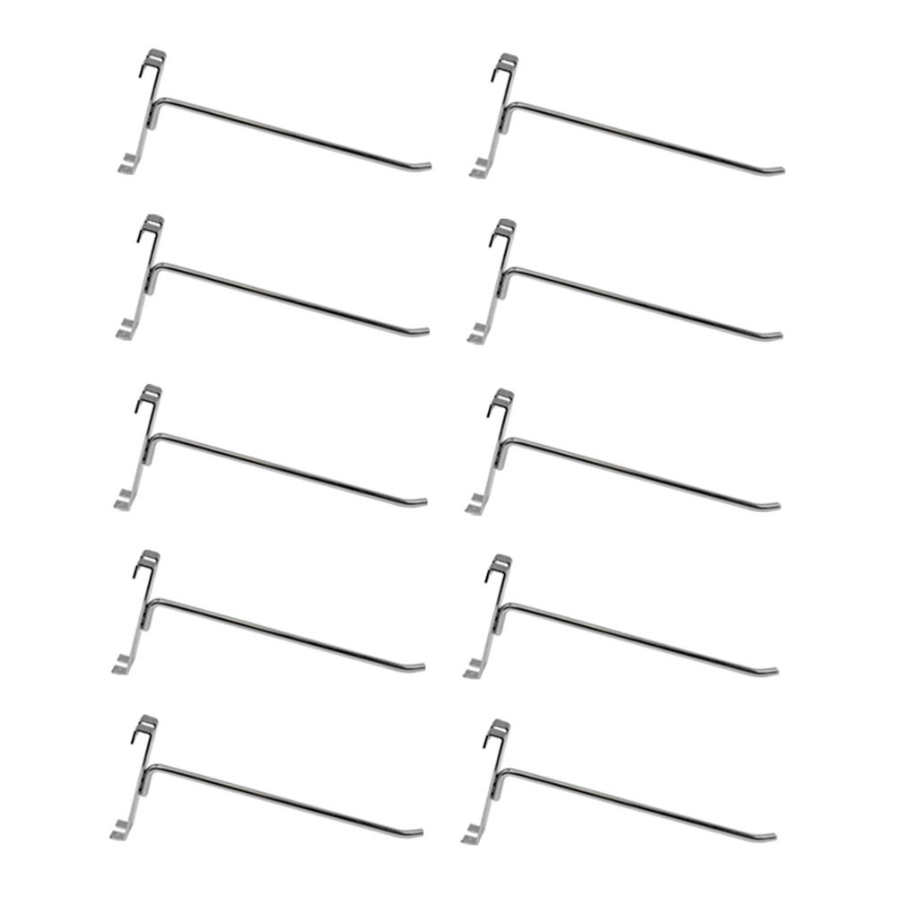 10 Pc Chrome 8" Long Gridwall Hooks Grid Panel Display Wire Metal Hanger Retail