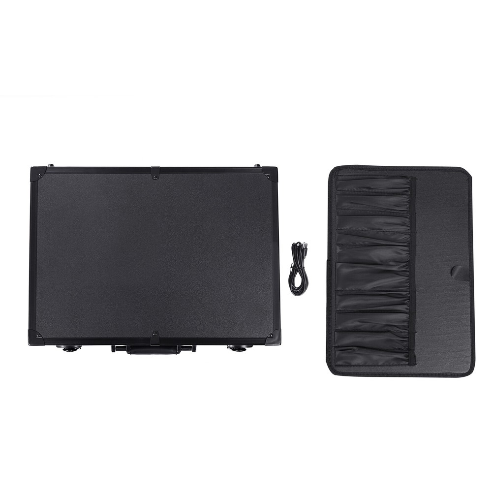 Large Makeup Train Case with LED Light & Mirror - Portable Organizer