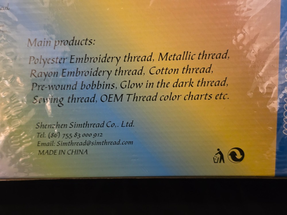 NIB Sealed SIMTHREAD HIGH QUALITY EMBROIDERY THREAD 40 SPOOLS, POLYESTER