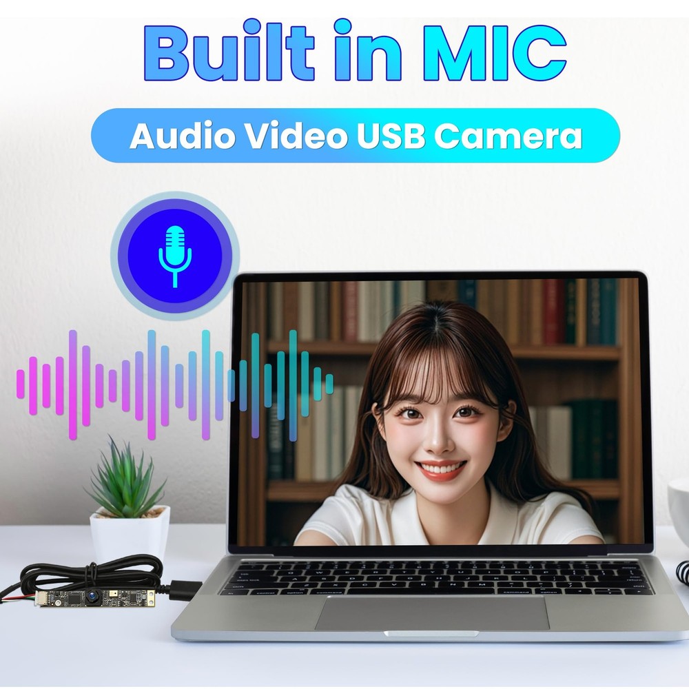 8MP USB Camera Module with Microphone Wide Angle Computer Camera Fixed Focus ...