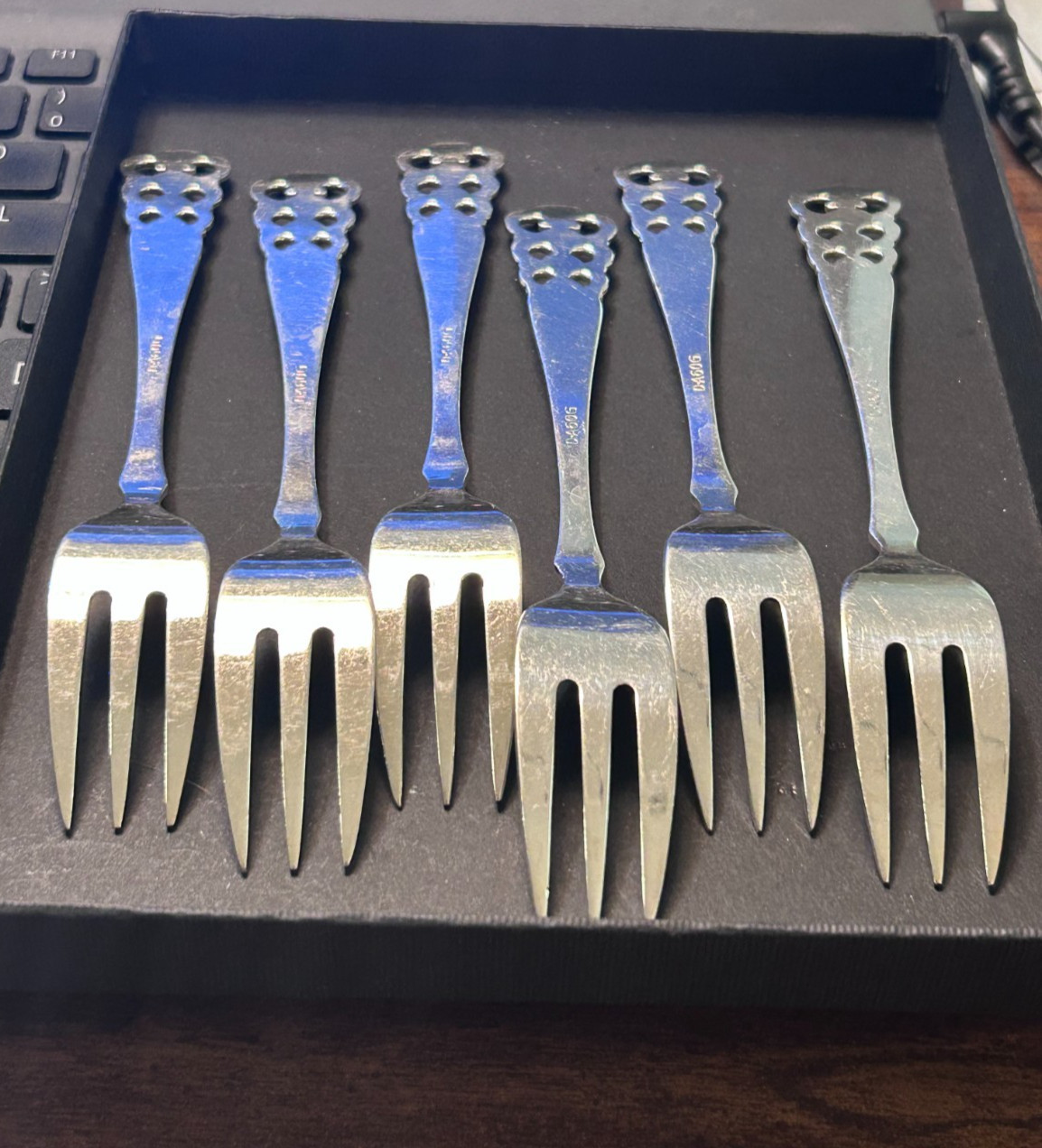 David Andersen Norrona Demitasse 6" fork set (6) D-A 60G Elegance Silver Plate