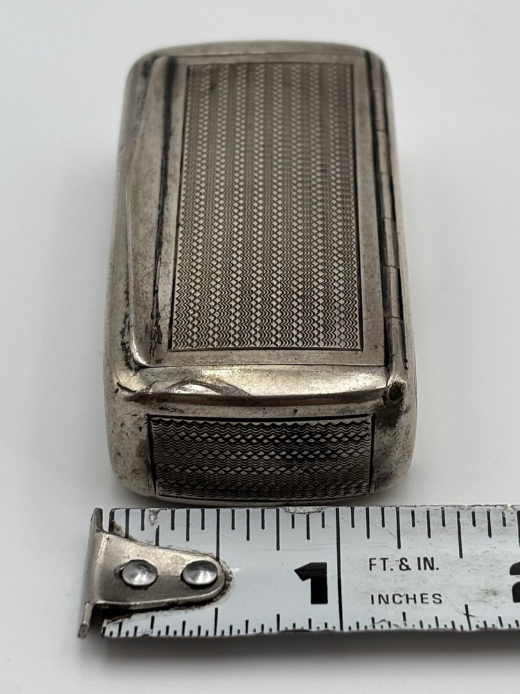 Antique German 800 Silver Snuff Box Engine Turned Gilt Interior Pill Rectangle