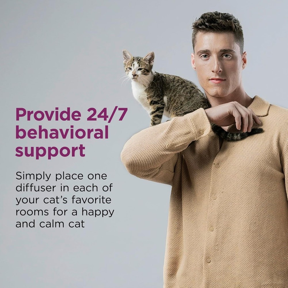 60 Day Starter Kit: 1 Cat Calming Diffuser & 2 Refills; Cat Pheromones Help A...